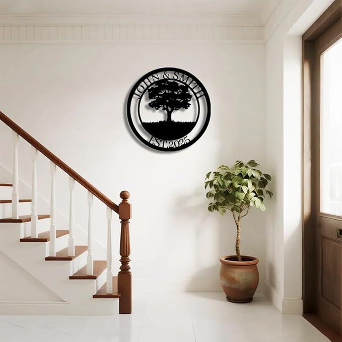 Tree of Life Metal Name Sign | Custom Metal Signs | Personalized Wall Art | Wedding Gift Indoor Decor Gift for Women, Men, Wife, Parents, Couple