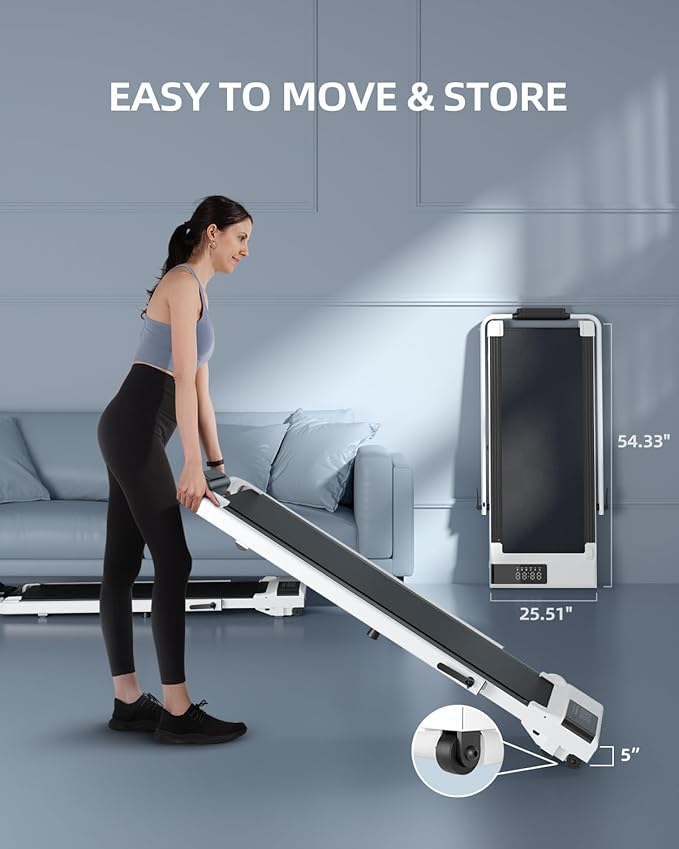 Walking Pad Treadmill with Handle Bar 3.0 HP Foldable Treadmills 300LBS Capacity Folding Walking Pad 3 in 1 Under Desk Treadmill Remote Control with APP
