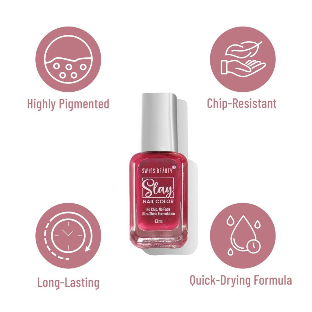 Swiss Beauty Slay Nail Color With Ultra Shine Formulation - 612 Amethyst Gleam