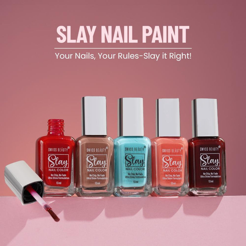 Swiss Beauty Slay Nail Color With Ultra Shine Formulation - 703 Glitter Purple