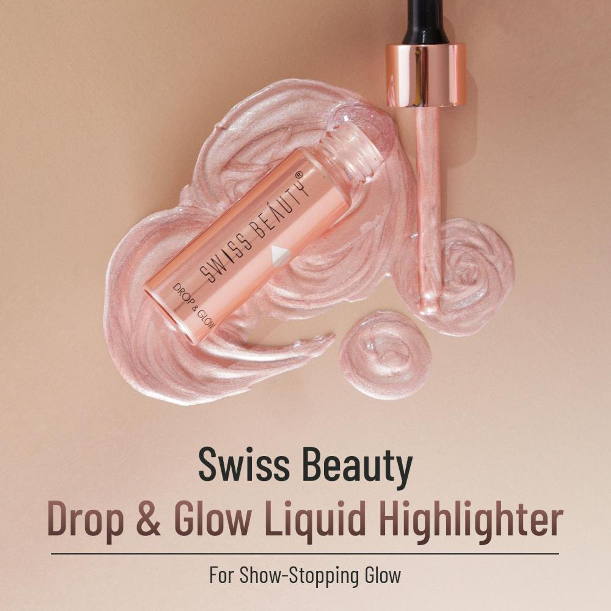 Swiss Beauty Drop and Glow Liquid Highlighter , Shimmer Shine , Dewy Finish - 01 Light Pink