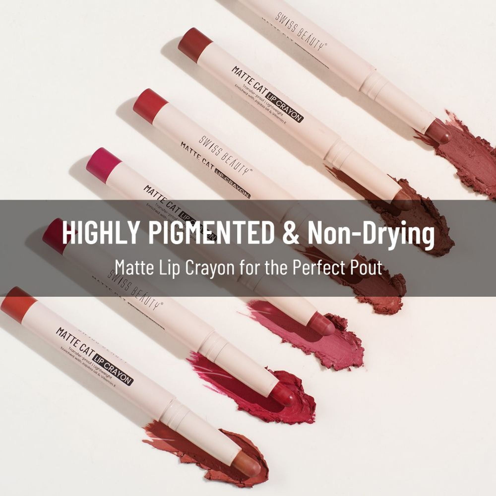 Swiss Beauty Non Transfer Matte Cat Lip Crayon - Spiced-Coral