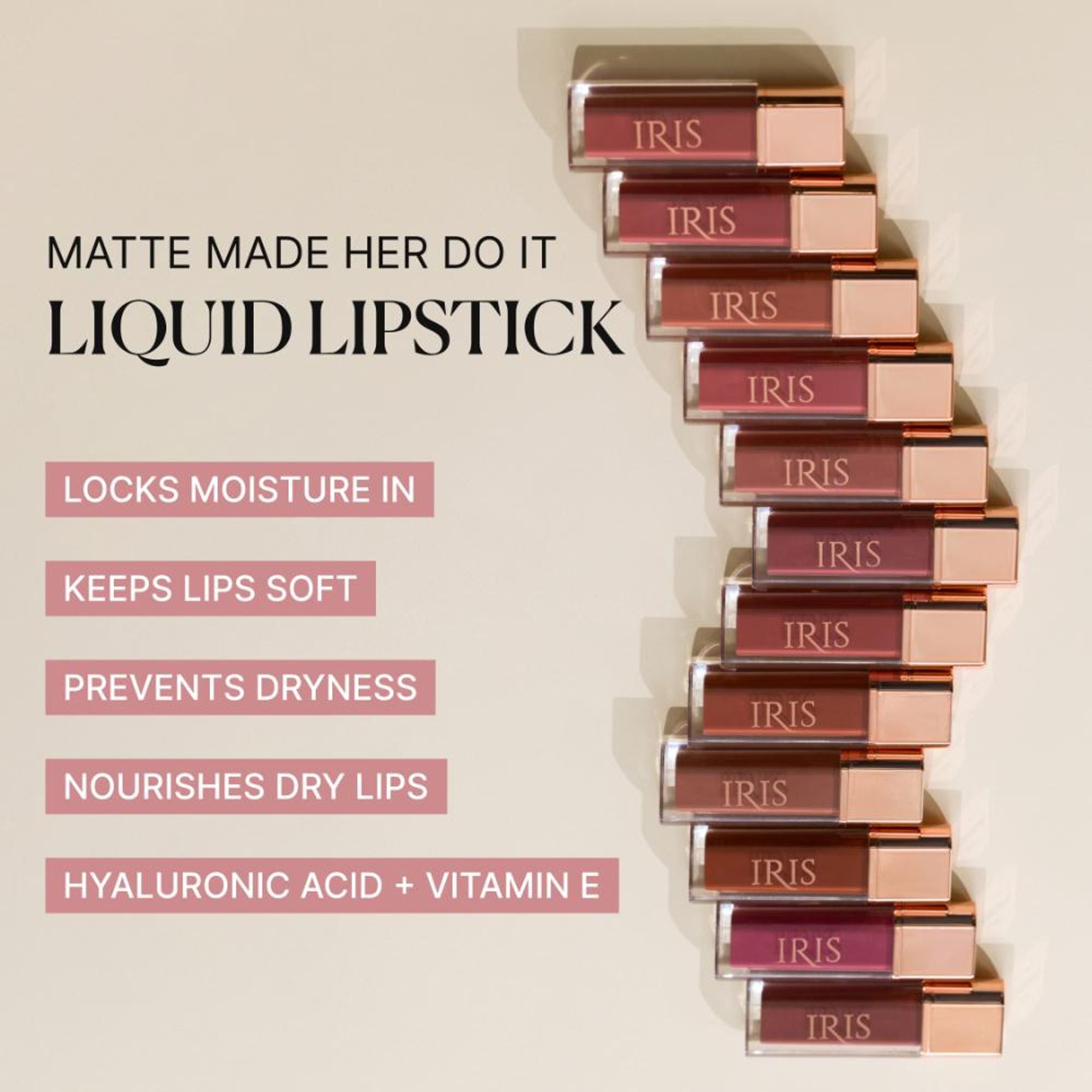 IRIS COSMETICS Matte Made Her Do It Liquid Lipstick - Warm Cinnamon Brown