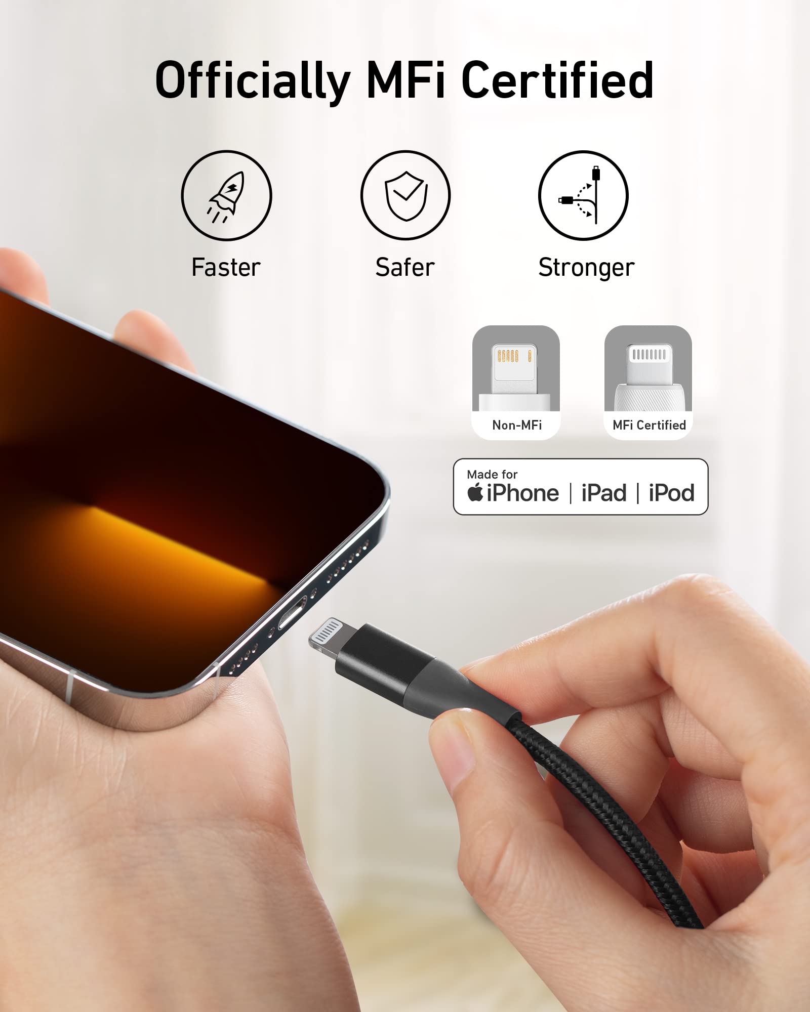 Anker 551 USB-A to Lightning Cable (3 ft / 6 ft / 10 ft)