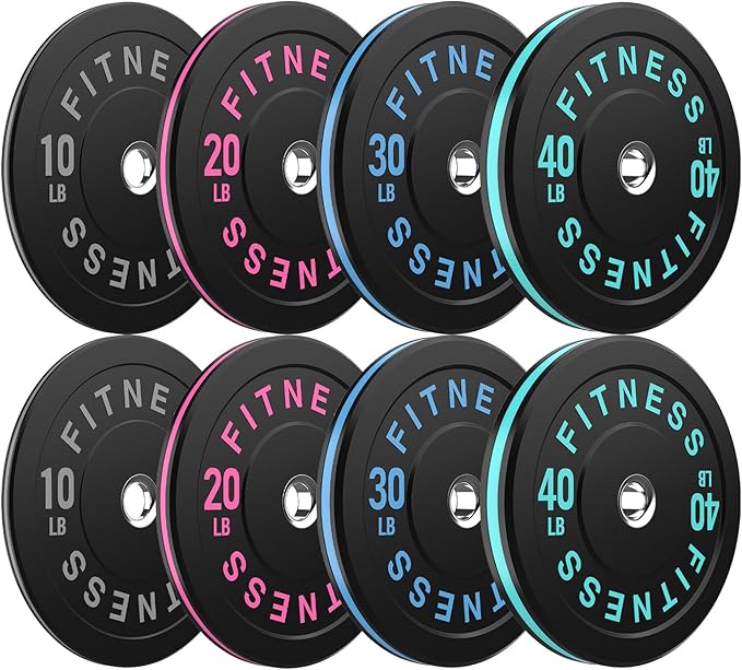 Bumper Plates 2 - Inch Olympic Weight Plate Set for Barbell, 10-55 lb Rubber Weights Sets for Home Gym, Strength Training Plate, Weight Lifting, Black