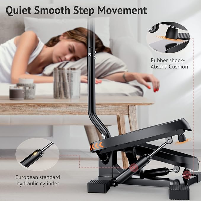 Sportsroyals Stair Stepper,Twist/Mini Stepper for Exercise at Home,Step Machine with Resistance Bands for Full Body Workout, 350lbs+ Capacity
