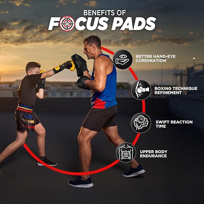 WYOX Curved Boxing Punch Mitts – Boxing Pads Training Set, Punching Mitts for Adults, Kickboxing Pads, Muay Thai Pads, Karate Pads, MMA Training Equipment, Martial Arts Focus Pads