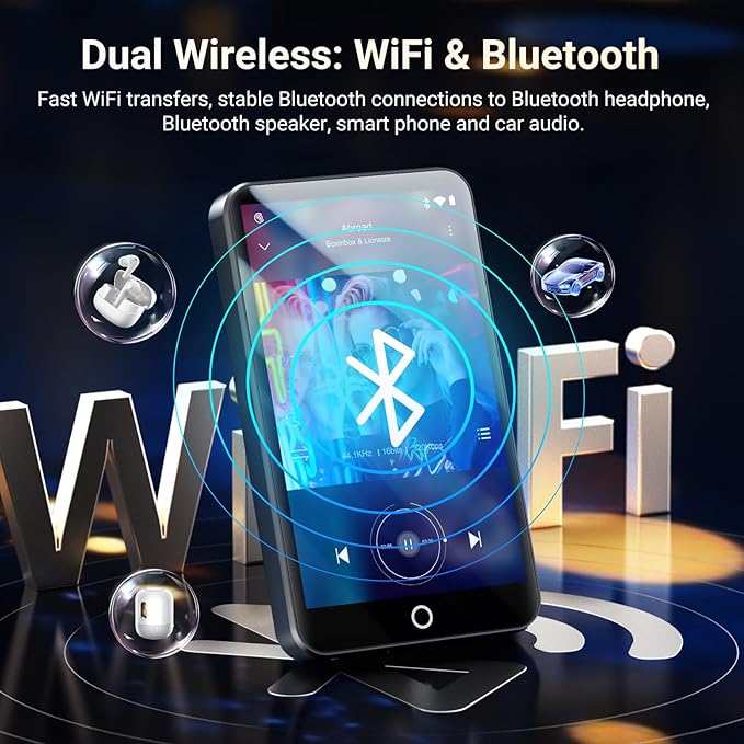 160GB MP3 Player with Bluetooth and WiFi, MECHEN Android 13 OS MP3 & MP4 Players with 4" Touchscreen and Speaker,Music Players with Spotify,Pandora, Audible, Amazon Music, Play Store