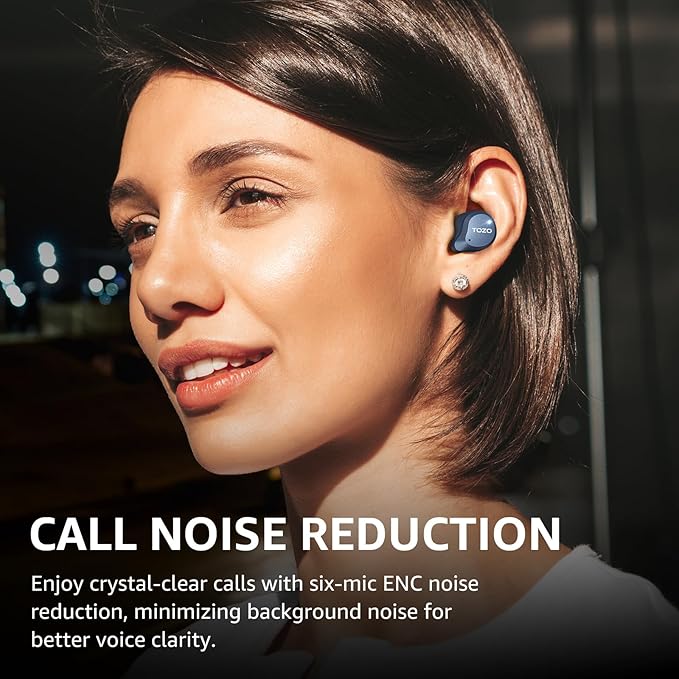TOZO NC9 Hybrid Active Noise Cancelling Wireless Earbuds, 6 Mics ENC Clear Call, IPX8 Waterproof, in Ear Bluetooth 5.3 Headphones Stereo Bass Ear Buds 59H Playtime with LED Display 32 EQs via APP