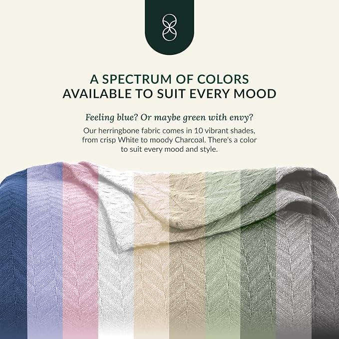 Cloud Scape Linen Herringbone Cotton Twin Blanket for Couch, Bed,Sofa, Home Decor, Soft, Lightweight, All-Season Bed Blanket, 68 x92, Seashell Pink