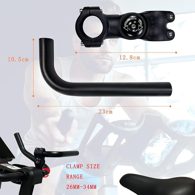 Handlebar Extender for Peloton Indoor Exercise Bikes, 1 Pair of Ultimate Handlebar Extension of Peloton Accessories (Bull-horn (with Red Tapes))