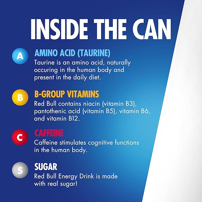 Red Bull Energy Drink with 151mg Caffeine plus Taurine & B Vitamins, 16 Fl Oz, Pack of 12 Cans