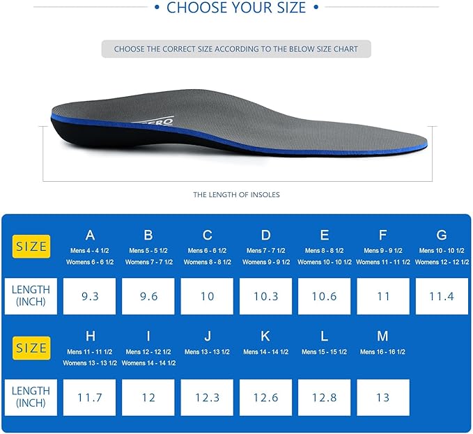 Plantar Fasciitis Feet Insoles Arch Supports Orthotics Inserts Relieve Flat Feet, High Arch (Mens 8-8 1/2 | Womens 10-10 1/2)