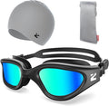 ZIONOR G1 Lite Swim Goggles with Swim Cap Comfortable Anti-fog Swimming Goggles Cap Set for Adult Men Women