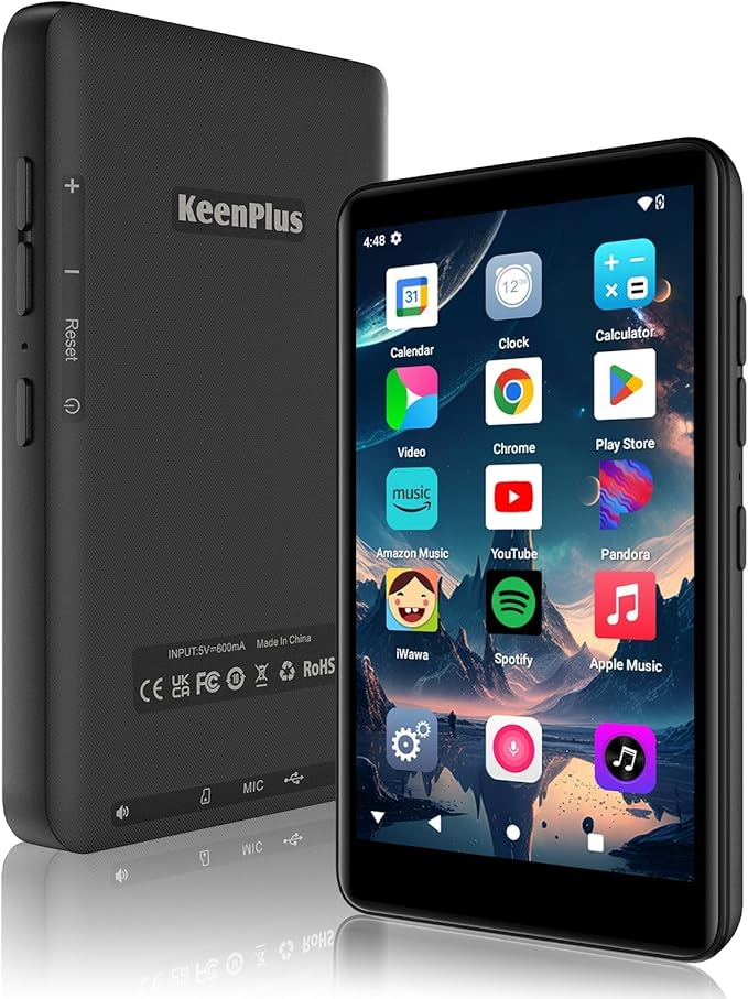 144GB MP3 Player with Bluetooth and WiFi, Android 13 Music Player 4-inch Touch Screen mp4 Players with Bluetooth with Spotify tiktok YouTube Amazon Music, MP4&MP3 Player up to 1TB (Black)