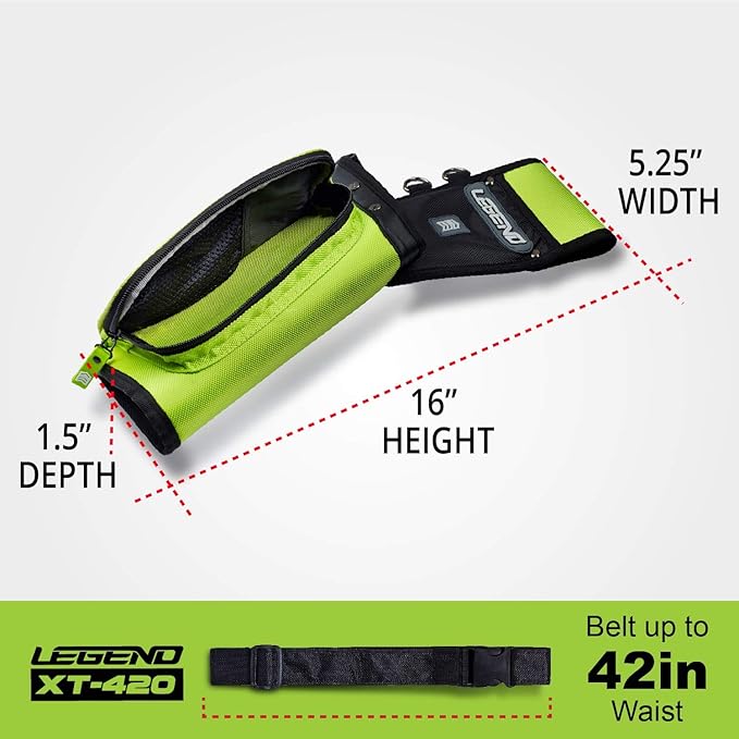 Legend XT420 Field Quiver - Left or Right-Handed Quiver Arrow Holder, Archery Quiver with 3 Arrow Tube, Durable Nylon Hip Quivers with Multiple Pockets for Archery Accessories, Score Card & Tools