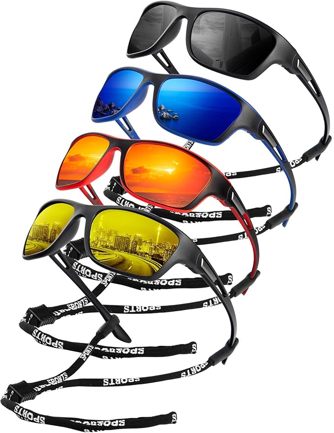 KALIYADI Polarized Sunglasses for Men, Sports Sun Glasses for Driving Cycling Fishing with UV protection