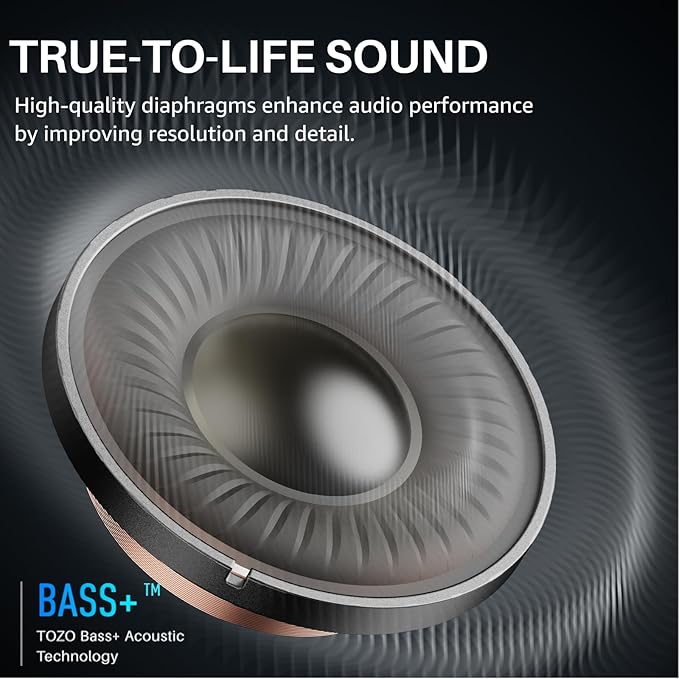 TOZO A1 Wireless Earbuds Bluetooth 5.3 Light Weight in Ear IPX5 Waterproof Headphones 2 Mic for AI Calls, Immersive Premium Sound Bass Headset with Charging Case, 32 Presets EQ Customization via App