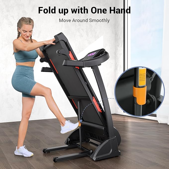 THERUN Incline Treadmill for Running and Walking, 300 lbs Weight Capacity Folding Treadmill with 0-15% Auto Incline, Wide Belt, 3.5HP, App, Heart Rate