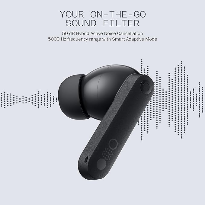 CMF Buds Pro 2 Wireless Earbuds, Hi-Res Audio with LDAC, 50 dB Hybrid Noise Cancelling Earbuds, Ultra Bass Technology, Bluetooth 5.3, 43H Play Time with Charging Case, 6 HD Mics Headphones, Light Grey