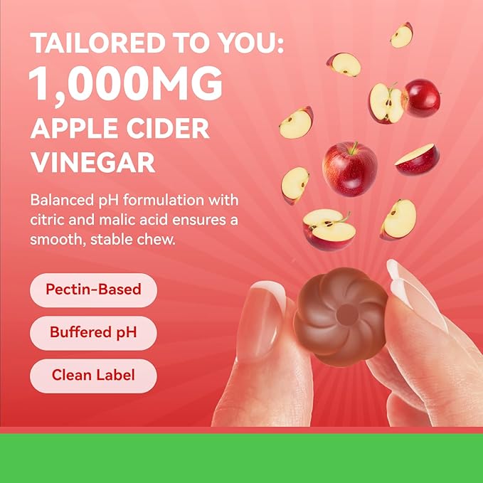 Apple Cider Vinegar Gummies, ACV Gummies, Detox Cleanse for Weight Loss, Weight Loss for Women - Gut Health & Digestive Comfort - Vegan, Gluten-Free, Non-GMO - Apple Flavor, 60 Count