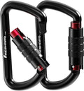 FresKaro 3inch 12kN-2698lbs Auto Locking Carabiner Clips, Solid D Shape, Heavy Duty 7075 Aluminum, Lightweight 1.09oz, Rust Proof, for Hammock, Hiking, Dog Leash, Keychain etc., Multi-Colors