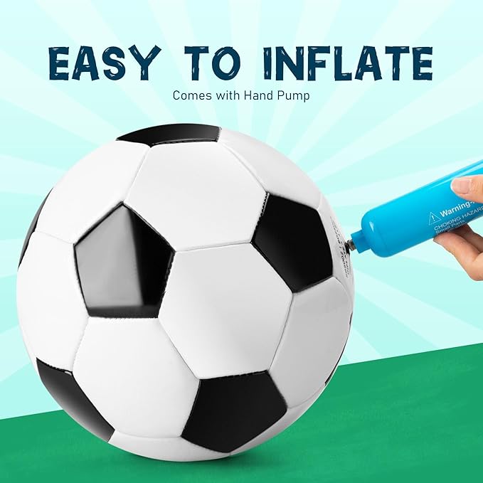 Soccer Ball Size 3/4/5 with Pump & Bag - Pack of 1, 2 or 3 - Official Size & Weight - Classic Black & White - Indoor Outdoor Use - Durable & Long-Lasting - Ideal Gift for Toddler, Kids, Youth & Adults