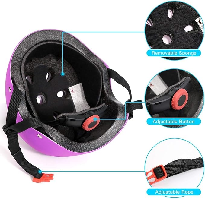 Adjustable Helmet for Ages 3-16 Kids Toddler Boys Girls Youth,Protective Gear with Elbow Knee Wrist Pads for Multi-Sports Skateboarding Bike Riding Scooter Inline skatings Longboard Roller Skate