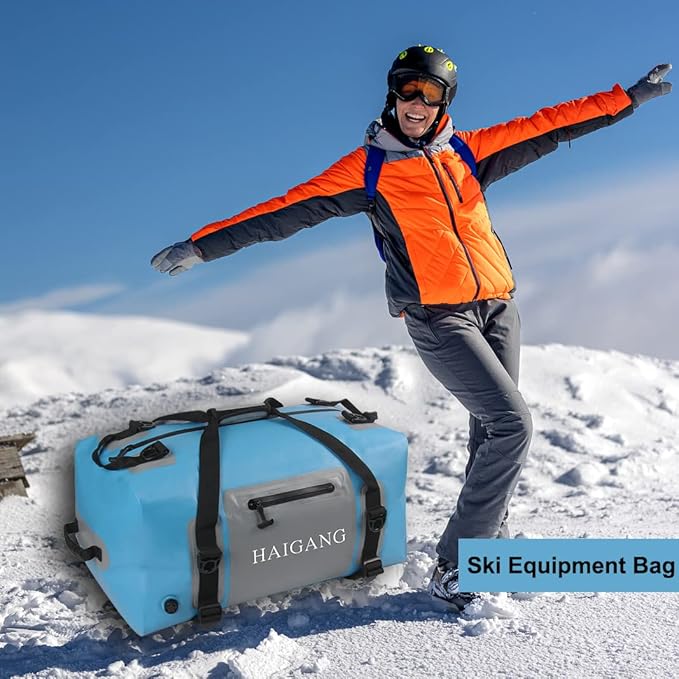 70L Waterproof Duffel Bag Travel Dry Bag, Large Capacity, Adjustable Thickened Straps and Handles, Zip Closure, Air Valve, Keep Equipment Safe, Suitable for Boating Rafting Motorcycle Kayaking