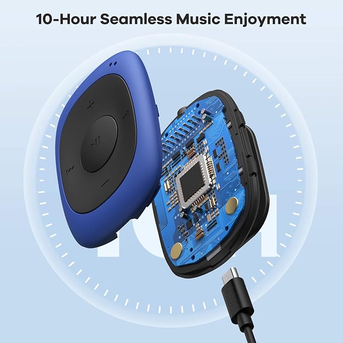 AGPTEK 64GB Clip MP3 Player with FM Shuffle, Portable Music Player with Sweatproof Silicone Case for Sports