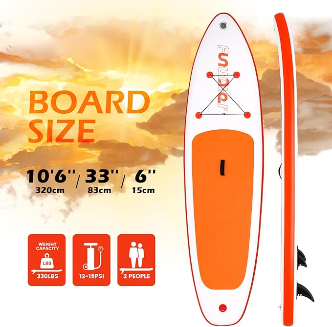 FunWater Inflatable Ultra-Light Stand Up Paddle Board for All Skill Levels with Premium SUP Paddleboard Accessories,Non-Slip Comfort Deck for Youth & Adults
