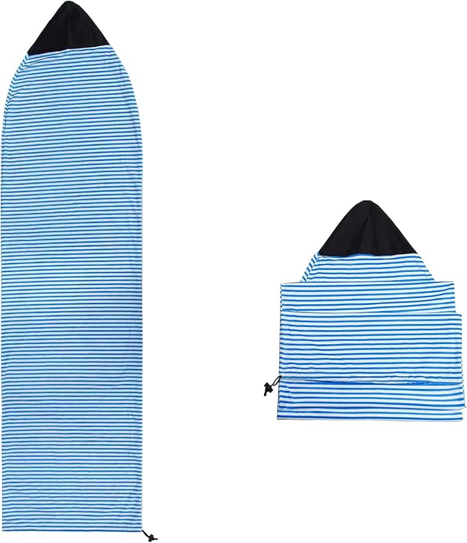 Surf Sock, Surfboard Sock Cover for Longboard Paddleboard Surf Board Sup Paddle Board, 6-8 FT Foot Quick Dry Stretch Surfboard Bag Sleeve with Drawstring Closure