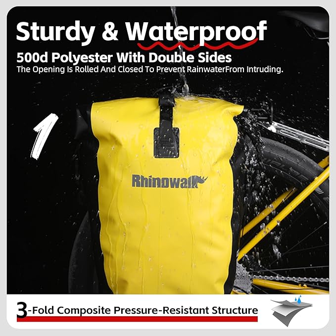 Rhinowalk Bike Bag Waterproof Bike Pannier Bag for Bicycle Cargo Rack Saddle Bag Shoulder Bag Laptop Pannier Rack Bicycle Bag Professional Cycling Accessories