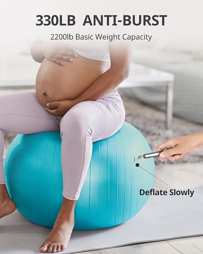Trideer Extra Thick Yoga Ball Exercise Ball, 5 Sizes Gym Ball, Heavy Duty Ball Chair for Balance, Stability, Pregnancy, Quick Pump Included
