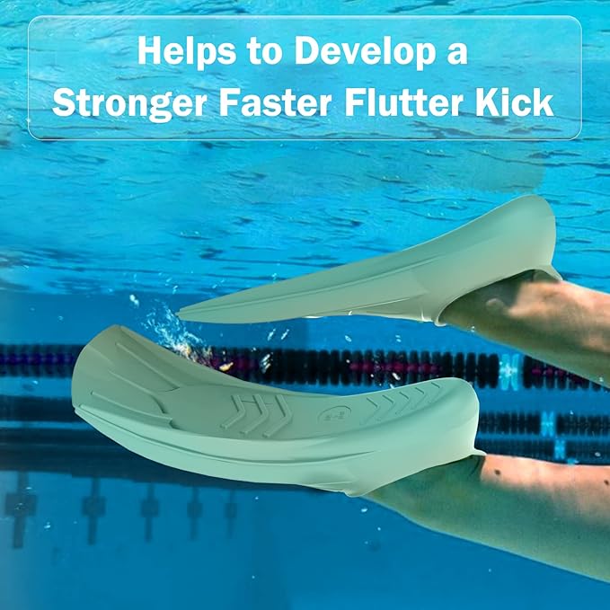 Gintenco Swim Fins, Kids Swim Training Fins for Lap Swimming, Travel Size Flippers with Mesh Bag, Silicone Swimming Fins for Kids Teens Adults Women Men