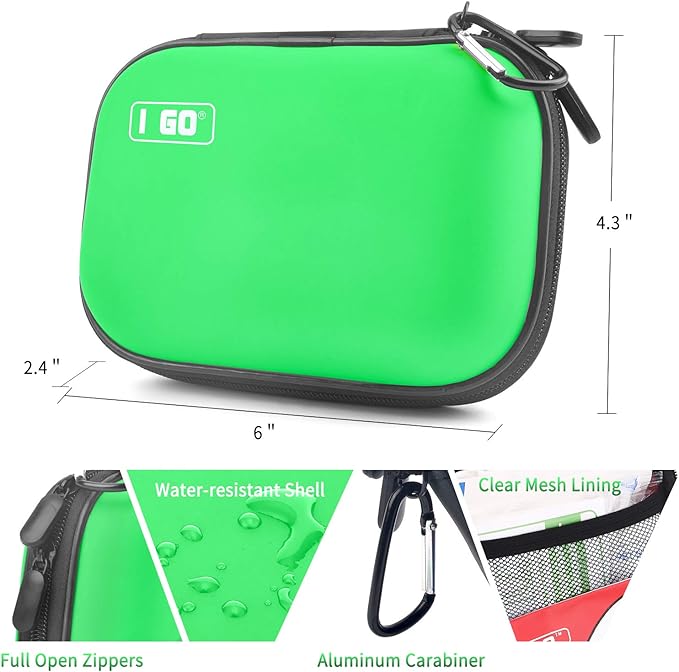 I GO 85 Pieces Hard Shell Mini Compact First Aid Kit, Small Personal Emergency Survival Kit for Travel Hiking Camping Backpacking Hunting Marine Car