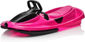 Snow Sled for Kids, Adults - Toboggan Sled, Easy Turning Steering Wheel, Anti-Slip Seat, Pull Up Brake, Durable Plastic Sled, Lightweight, Snow Sleds, Age 3+ 260 lbs