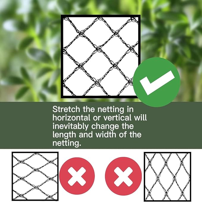 Bird Netting 20x20 Ft, 1/2In Mesh Heavy Duty Garden Netting Pest Barrier for Plants, Fruit Trees, Vegetables, Extra Strong Woven Mesh Netting, Animal Fencing Against Birds, Deer, Poultry
