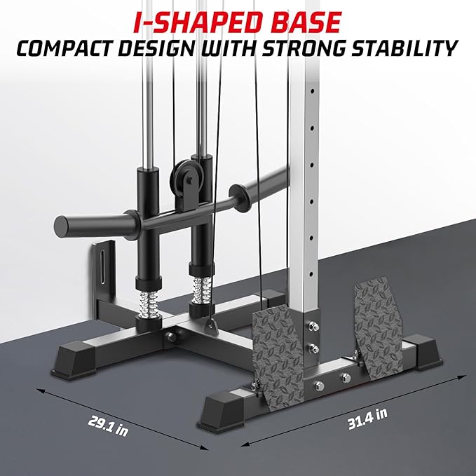 LAT Pulldown Machine, Multi-Functional Cable Machine with High and Low Pulley Station, Row Cable Machine Home Gym with Leg Support, Tricep Workout Equipment