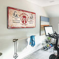 Tailored Canvases Personalized Gym Sign Wall Art Decor - Motivational Canvas for Home Gym, Workout Room, Garage, Fitness Center - Workout Inspirational Posters - One Hand Dumbbell on Rustic Red, 60x30in