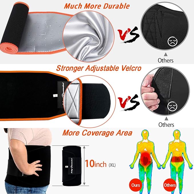 KingPavonini Waist Trimmer for Women & Mens Waist Trainer Sweat Belt Plus Size, Upgraded