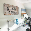 TAILORED CANVASES Personalized Gym Sign Wall Art Decor - Motivational Canvas s for Home Gym, Workout Room, Garage, Fitness Center - Workout Inspirational Posters - Kettlebell on Rustic, 36x12in