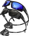 Polarized Sports Sunglasses for Men 100% UV Protection Wrap Around Unbreakable Sun Glasses for Fishing Driving