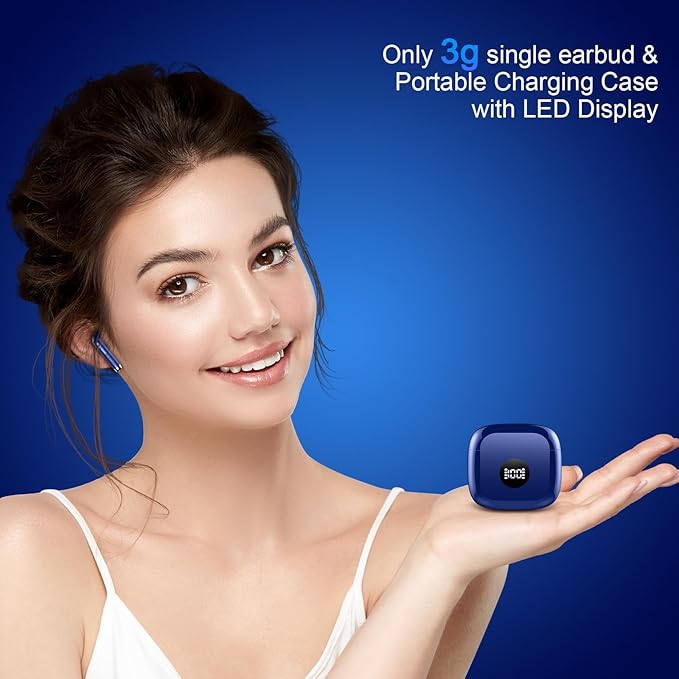 Wireless Earbuds, Bluetooth 5.4 Headphones LED Power Display Ear Buds Bass Stereo, Bluetooth Earbuds in-Ear Noise Cancelling Mic, 40H Playback Mini Case IP7 Waterproof Sports Earphones for Android iOS