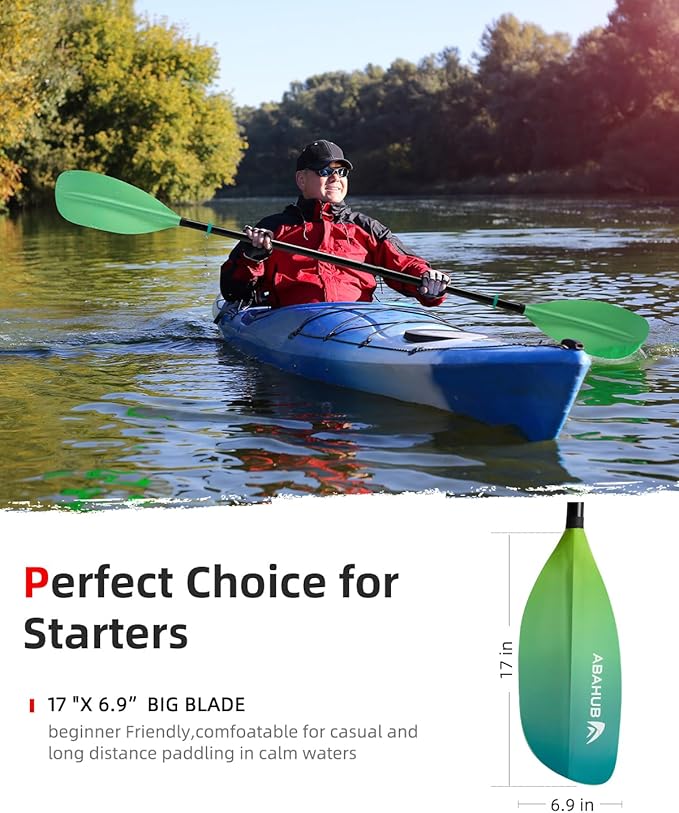 Abahub Adjustable Kayak Paddle 210-230 cm/ 230-250 cm Floating Kayaking Oars Boating Oars Canoeing Oars Black