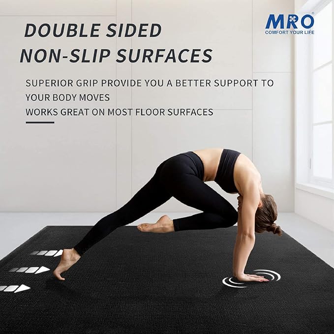 MRO Extra Large Yoga Mat, 12'x6'/9'x6'/7'x5'/6'x4' (9MM) Extra Wide and Thick Exercise Mats for Home Gym Workout, Non-Slip, Soft for Women and Men Fitness, Ideal for Barefoot Yoga, Pilates, stretching