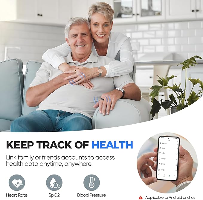 Smart Ring with Sleep Monitoring, No APP Subscription, 10-Day Battery Life, Stress/Heart Rate/Women's Health Tracker, Android & iOS Compatible (Silver, 12)