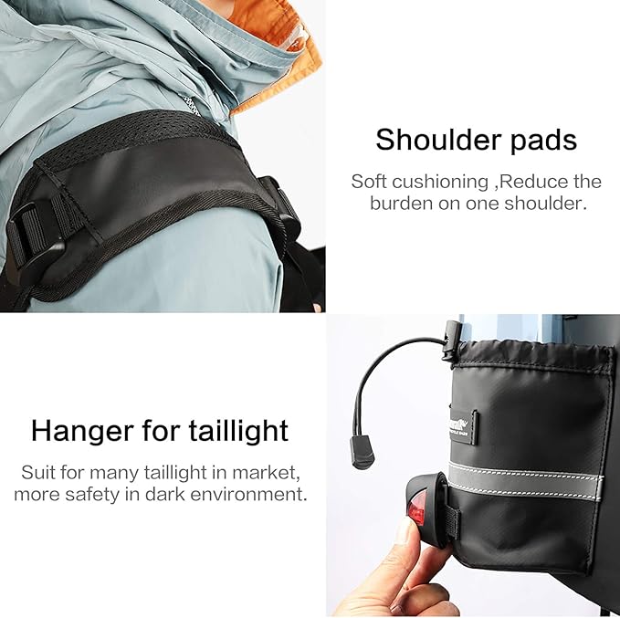 Rhinowalk Bike Bag Bike Trunk Bag Bike Pannier Bag,(for Bicycle Cargo Rack Saddle Bag Shoulder Bag Laptop Pannier Rack Bicycle Bag Professional Cycling Accessories)