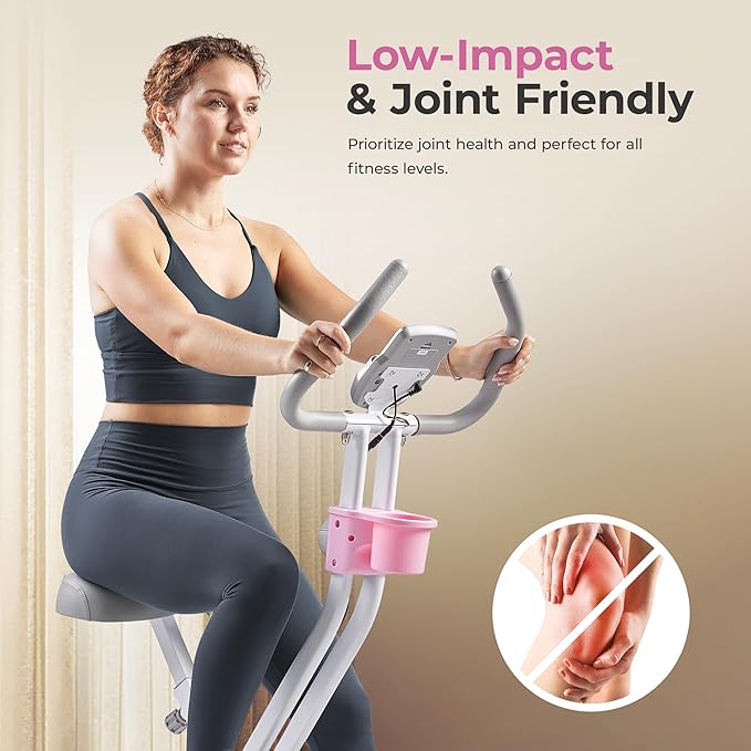 Sunny Health & Fitness Smart Folding X-Bike, Portable Compact Exercise Bike for Indoor Cycling Workout, Home Cardio Training Machine, Free SunnyFit App Bluetooth Connect, Optional Foldable Recumbent