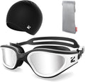 ZIONOR G1 Lite Swim Goggles with Swim Cap Comfortable Anti-fog Swimming Goggles Cap Set for Adult Men Women